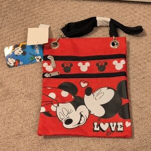 Disney Red Mickey And Minnie Mouse Love Crossbody Bag NWT